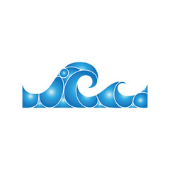 Blue Gradient Vector Waves Ocean Art Illustration