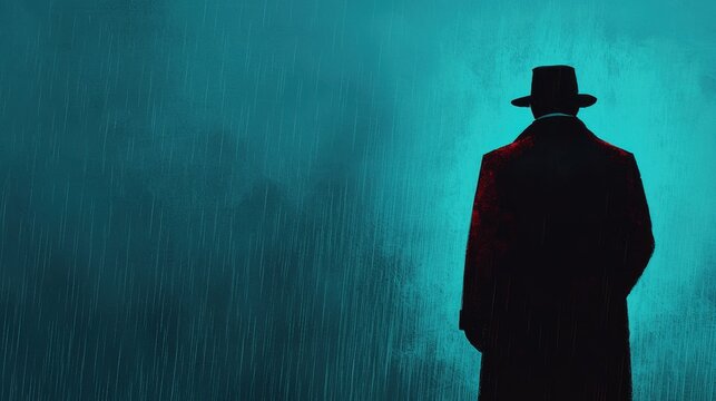 Mysterious Figure in a Rainy Urban Scene with Dark Atmosphere
