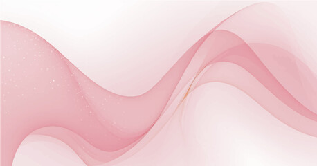 Soft pink wave backround with texture. Abstract stylized motion wavy illustration. Shiny rose lines created using blend tool on white backdrop. Curved smooth stripes. Design template for banner, flyer