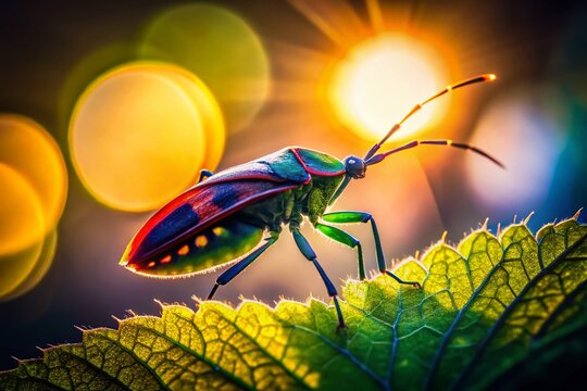 Silhouette of Sphictyrtus longirostris True Bug on Leaf, Hemiptera Insect, Brazilian Percevejo
