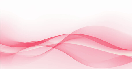 Soft pink wave backround with texture. Abstract stylized motion wavy illustration. Shiny rose lines created using blend tool on white backdrop. Curved smooth stripes. Design template for banner, flyer