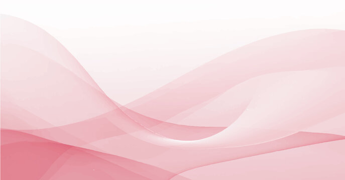 Soft pink wave backround with texture. Abstract stylized motion wavy illustration. Shiny rose lines created using blend tool on white backdrop. Curved smooth stripes. Design template for banner, flyer