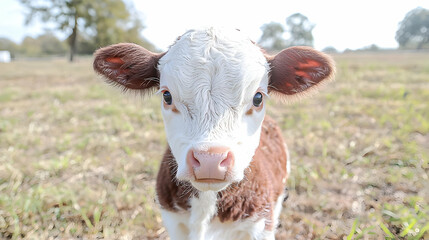 Calf, pasture, field, sunny day, farm animal, livestock