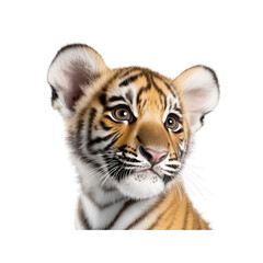 Obraz premium Adorable Tiger Cub Close-Up Big Eyes and Inquisitive Gaze
