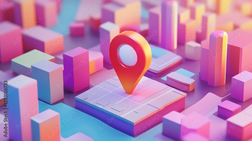 Fototapete futuristic 3d cityscape created with vibrant colorful geometric cubes and abstract shapes featuring 