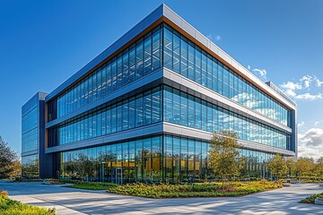 Obraz premium Modern Glass Office Building Exterior Design