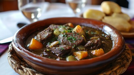 A Bowl of Bouillabaisse, a French Seafood Stew with Mussels, Shrimp, and Fish