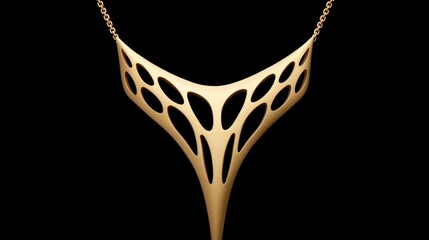 Liquid-like beauty shines through unique gold necklace design. Generative AI