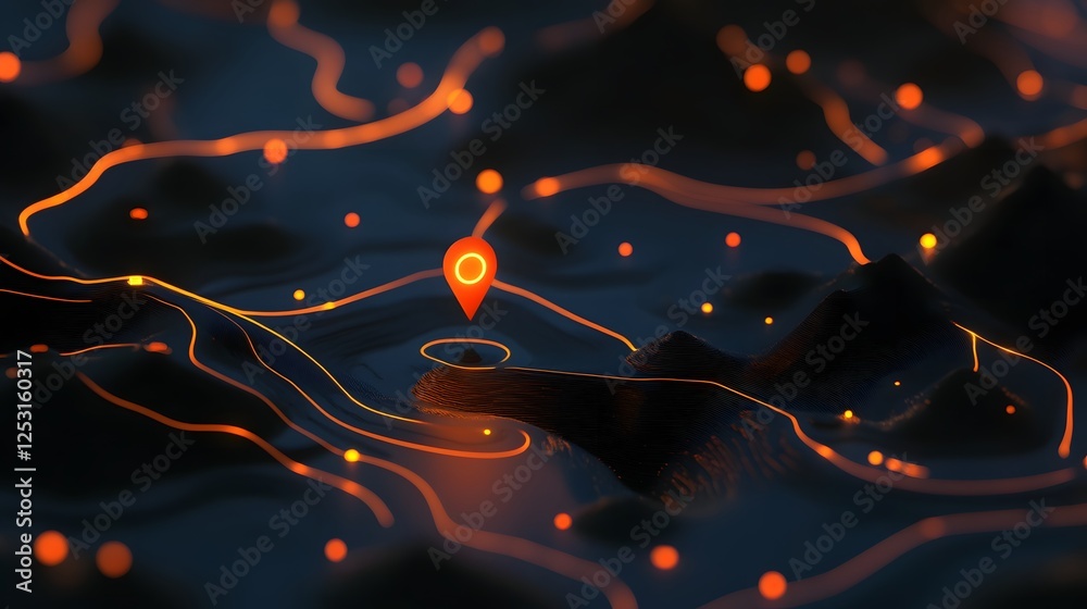 Poster glowing abstract digital particles shapes and lines flowing and connecting in a dark futuristic cybe