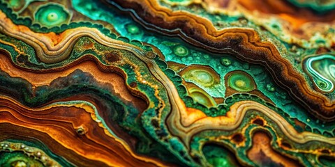 Fototapeta premium Striking Swirling Green, Brown & Black Serpentine Mineral Texture - Detailed Macro Photography