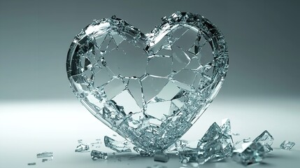 Fototapeta premium A conceptual art piece of a glass heart, broken into countless pieces