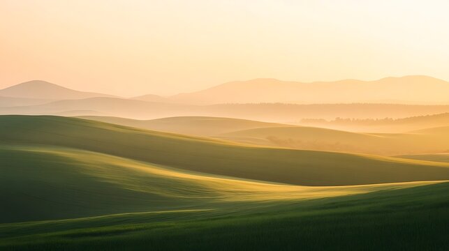 Rolling Hills Sunrise Landscape Golden Light