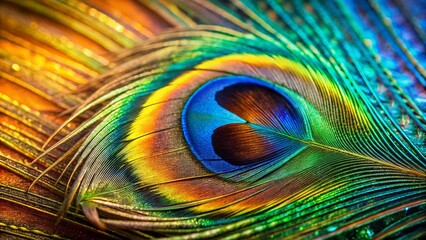 Obraz premium Stunning Peacock Feather Detail Close-Up, Vivid Colors, Copy Space Left