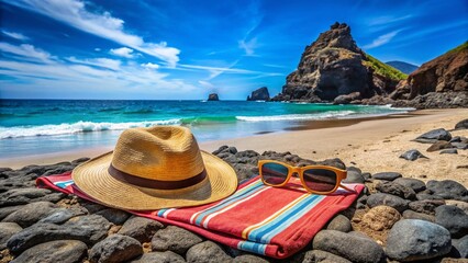 Obraz premium Stunning Roque de Bonanza Beach, El Hierro, Canary Islands: Volcanic Rock Formations and Turquoise Waters