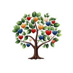 Colorful Heart-Shaped Fruit Tree of Love and Compassion