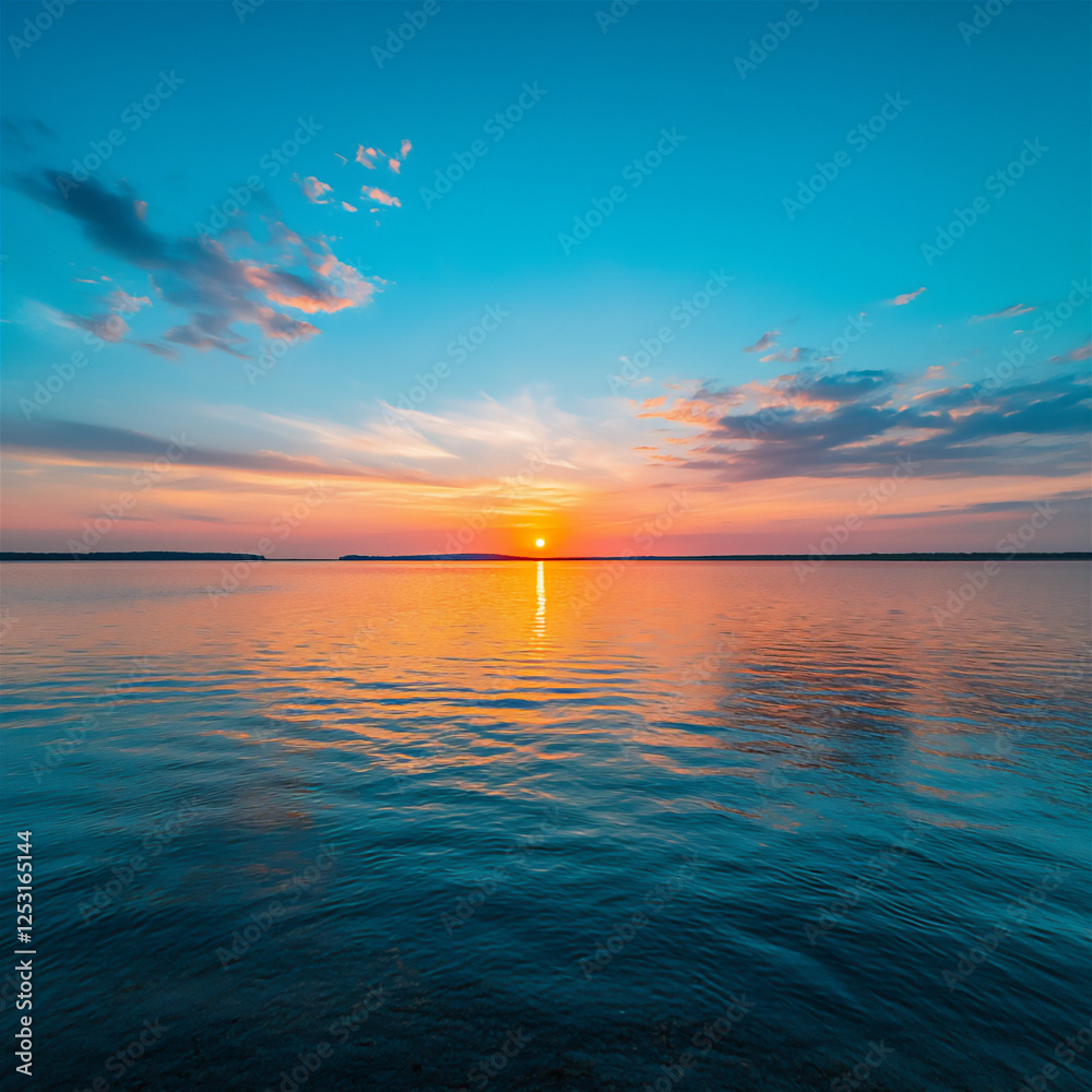 Sticker  sunset over a peaceful ocean