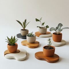 Fototapeta premium Unique Plant Pots in Various Shapes Isolated on White Background