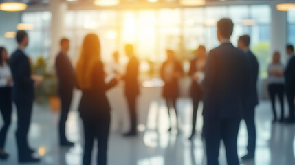 Forum participants discussing ideas in a spacious room