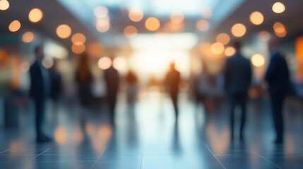 An image of an evening business meeting in the office with soft lighting and silhouettes of people