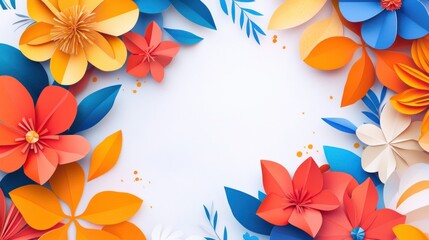 Fototapeta premium Colorful Paper Flowers Creating a Bright and Cheerful Background