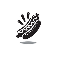  Hot Dog Icon, Vector Illustration On White Background. Abstract Black Food Icon Design For Bending, Websites, Online.	
