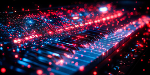 Obraz premium AI-Powered Music Composition Revolutionizing Text to Sound Creativity with Dynamic Visualization of Digital Soundwaves