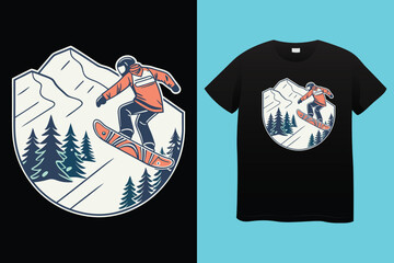 American vintage illustration waiting for snow for t shirt design