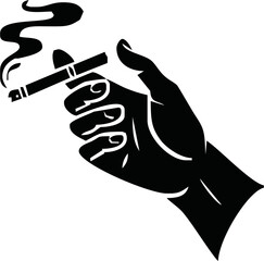 Obraz premium Smoke break. Cigarette in hand in vintage style.vector