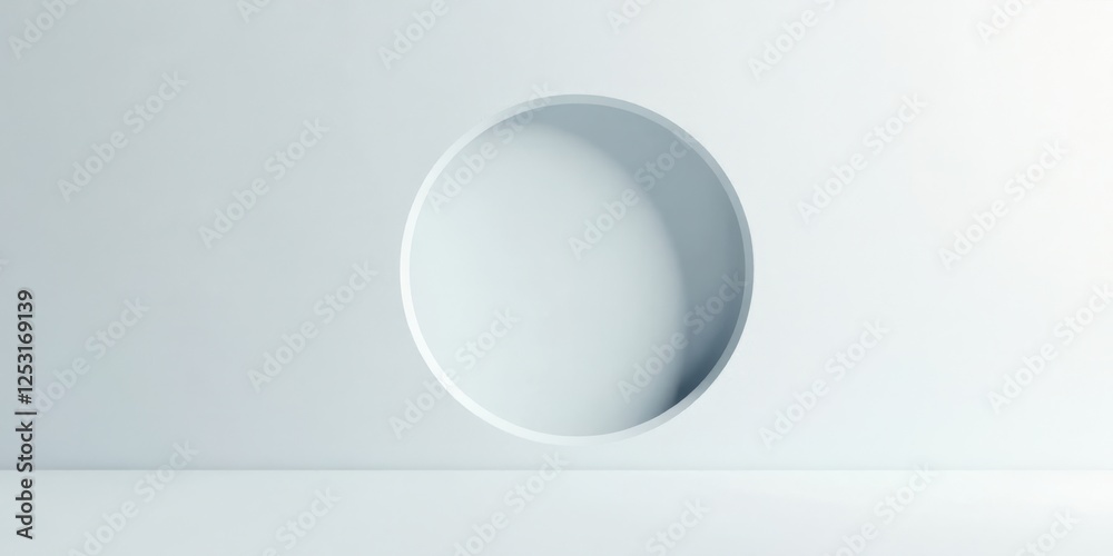 Aufkleber minimalist oval niche in a light-colored wall perfect for product display or abstract background