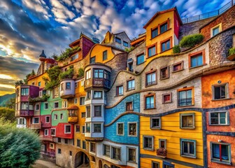 Obraz premium Surreal Abstract Landscape: Textured Walls & Unusual Architectural Forms