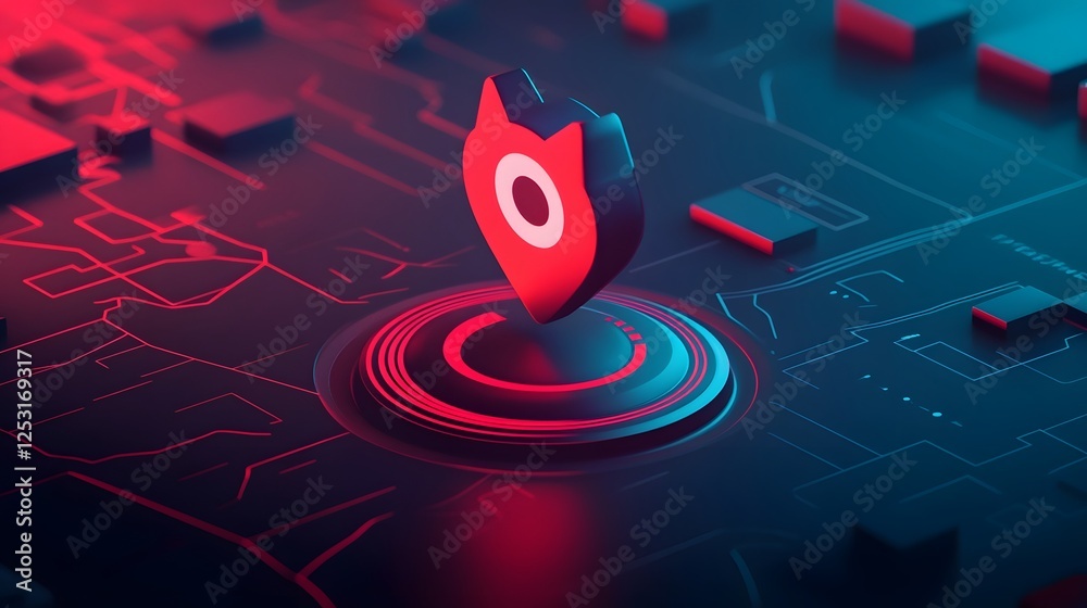 Aufkleber Innovative AI powered Digital Marketing Analytics and Optimization Platform Concept with Abstract Geometric Shapes in Red and Blue  Showcasing advanced data analysis reporting