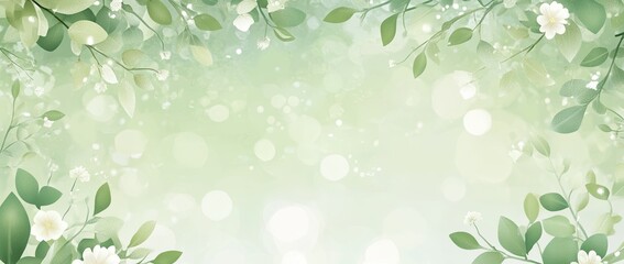 A sunny day in a beautiful orchard, with a blooming tree and sun flare, showcasing spring flowers and cherry or sakura blossoms, set against an abstract blurred background, capturing the essence of