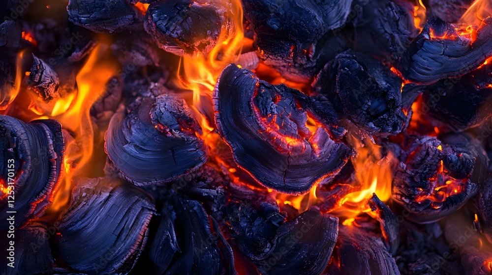 Aufkleber intense blaze of roaring flames engulfing a fiery inferno with glowing embers and crackling sparks c