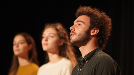 Improvisational Acting Performance on Stage Without Script