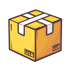 A vibrant illustration of a yellow shipping box with a white label, symbolizing delivery and logistics in the e-commerce industry, representing a service-oriented business environm