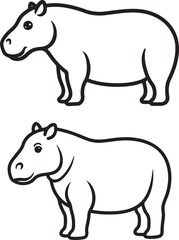 Obraz premium line art vector hippopotamus animal 