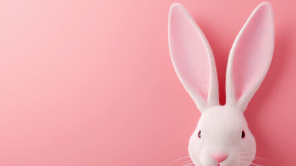 Fototapeta premium Soft pink background with white bunny ears for Easter vibes