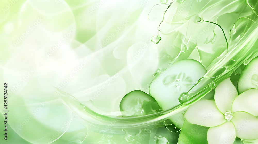Poster mesmerizing abstract composition featuring vibrant green liquid droplets and transparent bubbles sus
