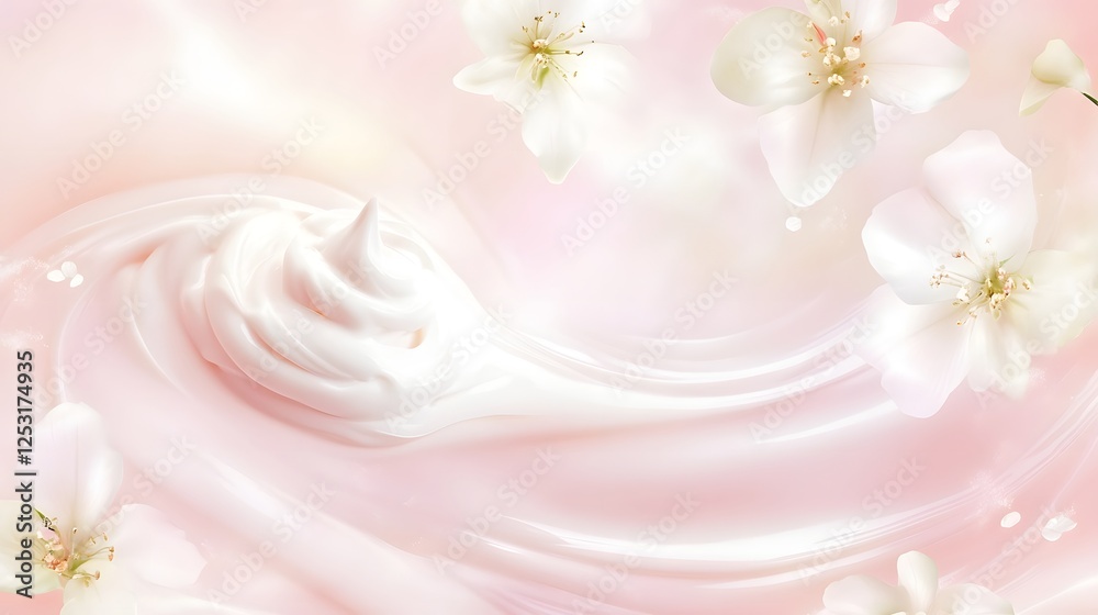 Aufkleber soft and delicate floral backdrop with romantic pastel colors and blurry out of focus flower petals 