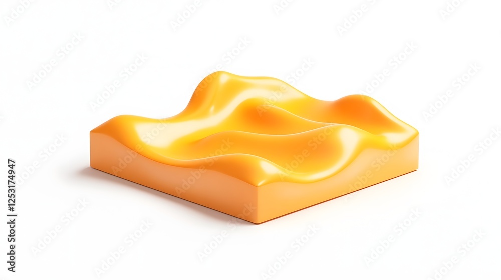 Poster Smooth Flowing Abstract Wave with Vibrant Orange Geometric Shapes and Elegant 3D Render