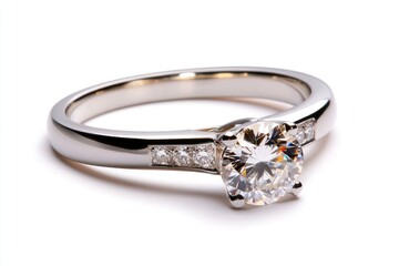 Elegant Diamond Engagement Ring with Shining Band and Brilliant Center Stone, Perfect for Proposing to Loved One, Jewelry Photography Showcase