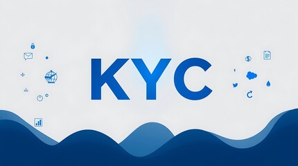 KYC (Know Your Customer) Concept with Large Text and Business Team &ndash; Modern Flat Vector Illustration