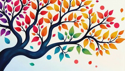 Obraz premium Artistic rendering of flowing branches with vibrant multicolored leaves