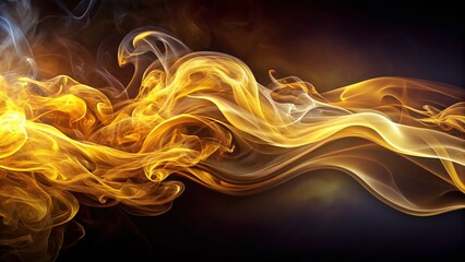 Swirling Golden Smoke Abstract Background with Copy Space - Right Side
