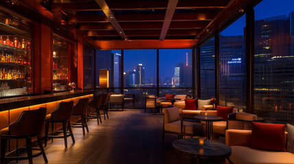 Downtown skyline with vibrant lighting, exuding charm and romance for an unforgettable night-4