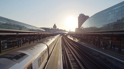 Time-lapse of Trains Arriving and Departing at a Busy Train Station