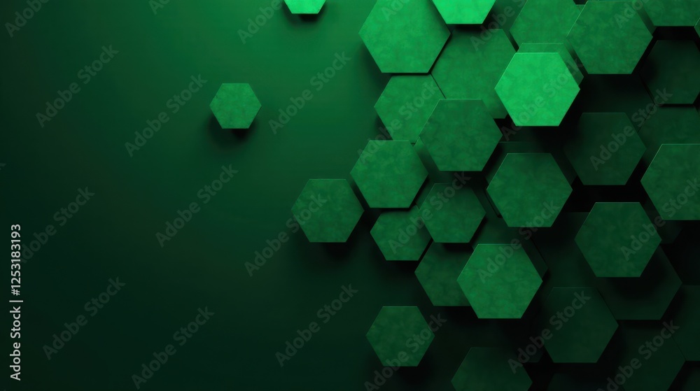 Poster Abstract Emerald Green Hexagon Pattern Background Image for Modern Designs