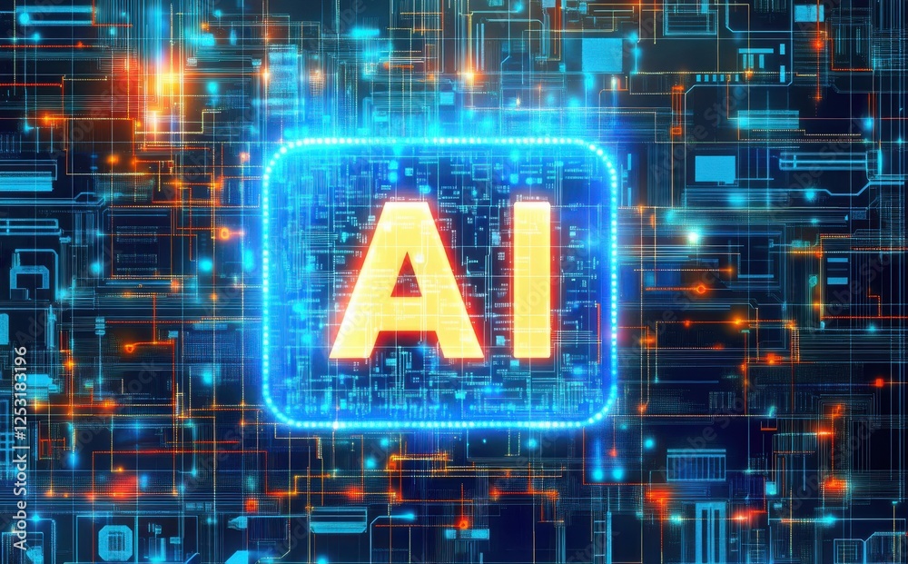 Fototapete artificial intelligence processor concept. ai big data array stock photo
