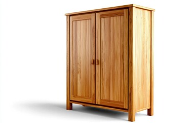 Wooden storage cabinet with double doors in natural finish, ideal for home organization, furnishing, or stylish space solutions in any room