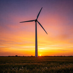 Obraz premium wind turbines at sunset